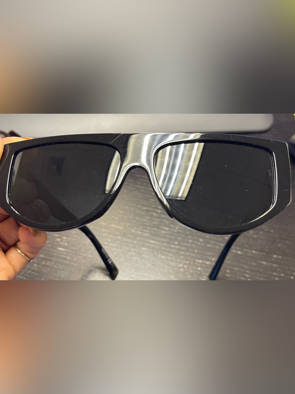 Givenchy Black and Silver Oversized Shield Sunglasses